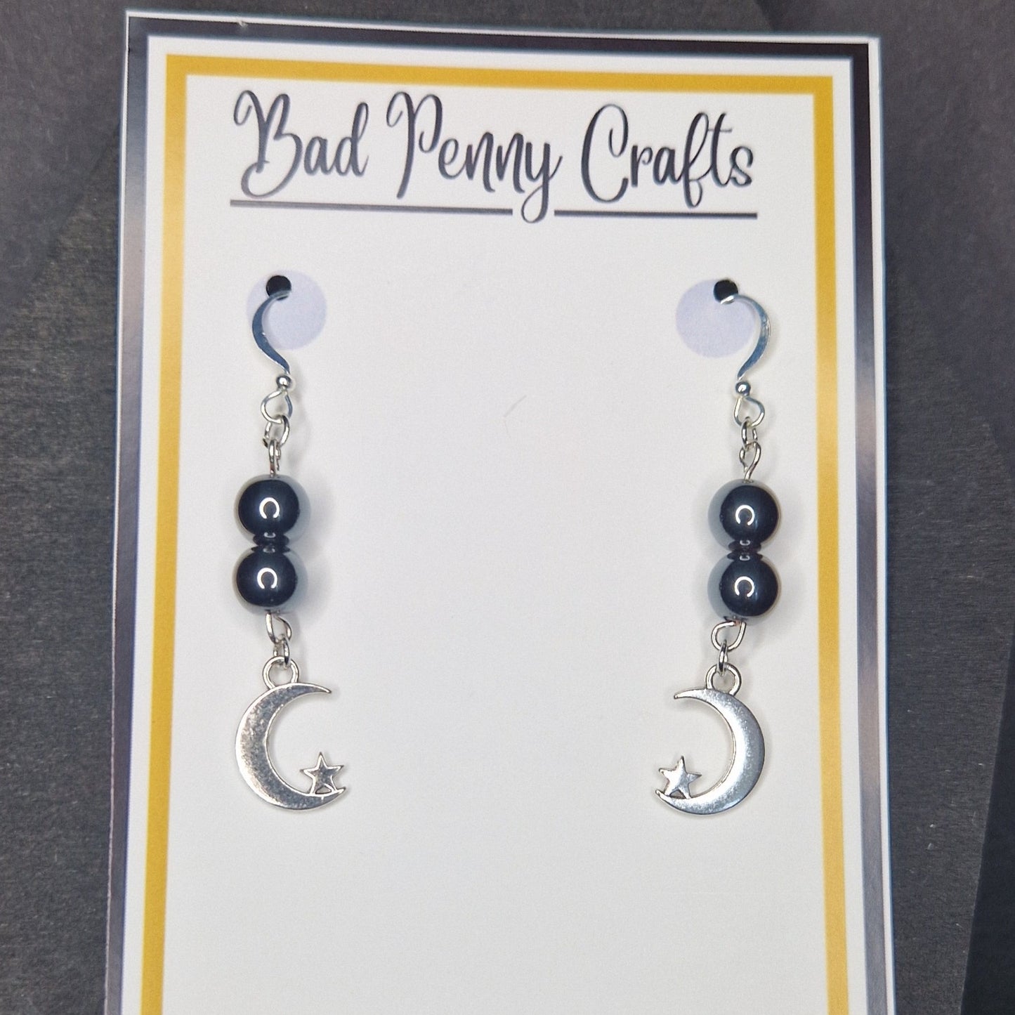 Moon and stars earrings, style one - Handmade