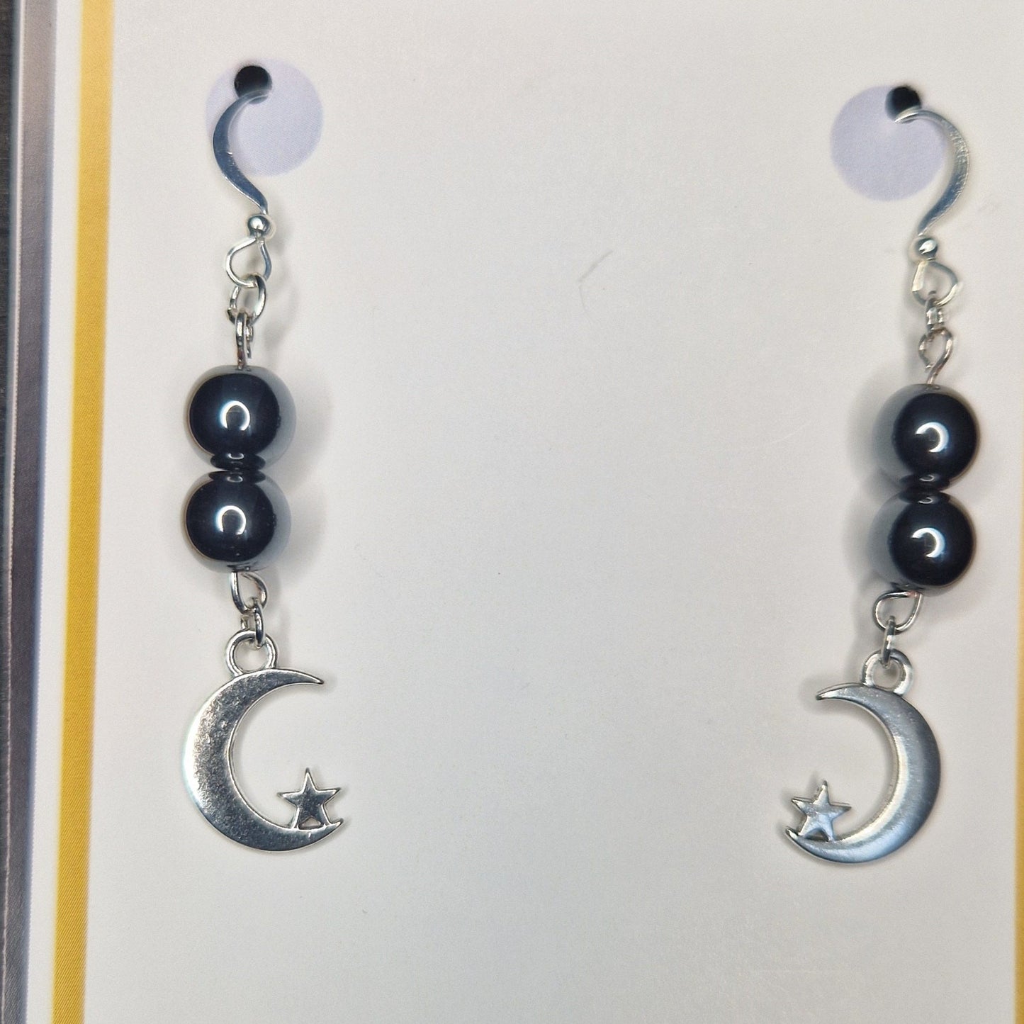 Moon and stars earrings, style one - Handmade