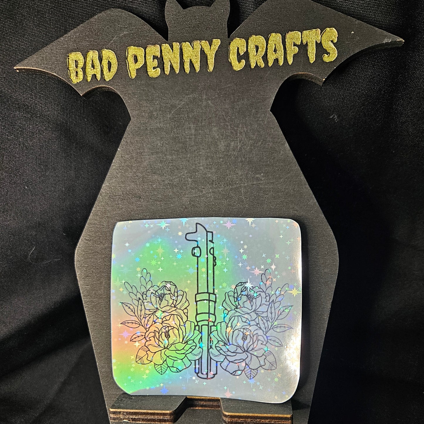 Lightsaber with Flowers, Holographic Sticker