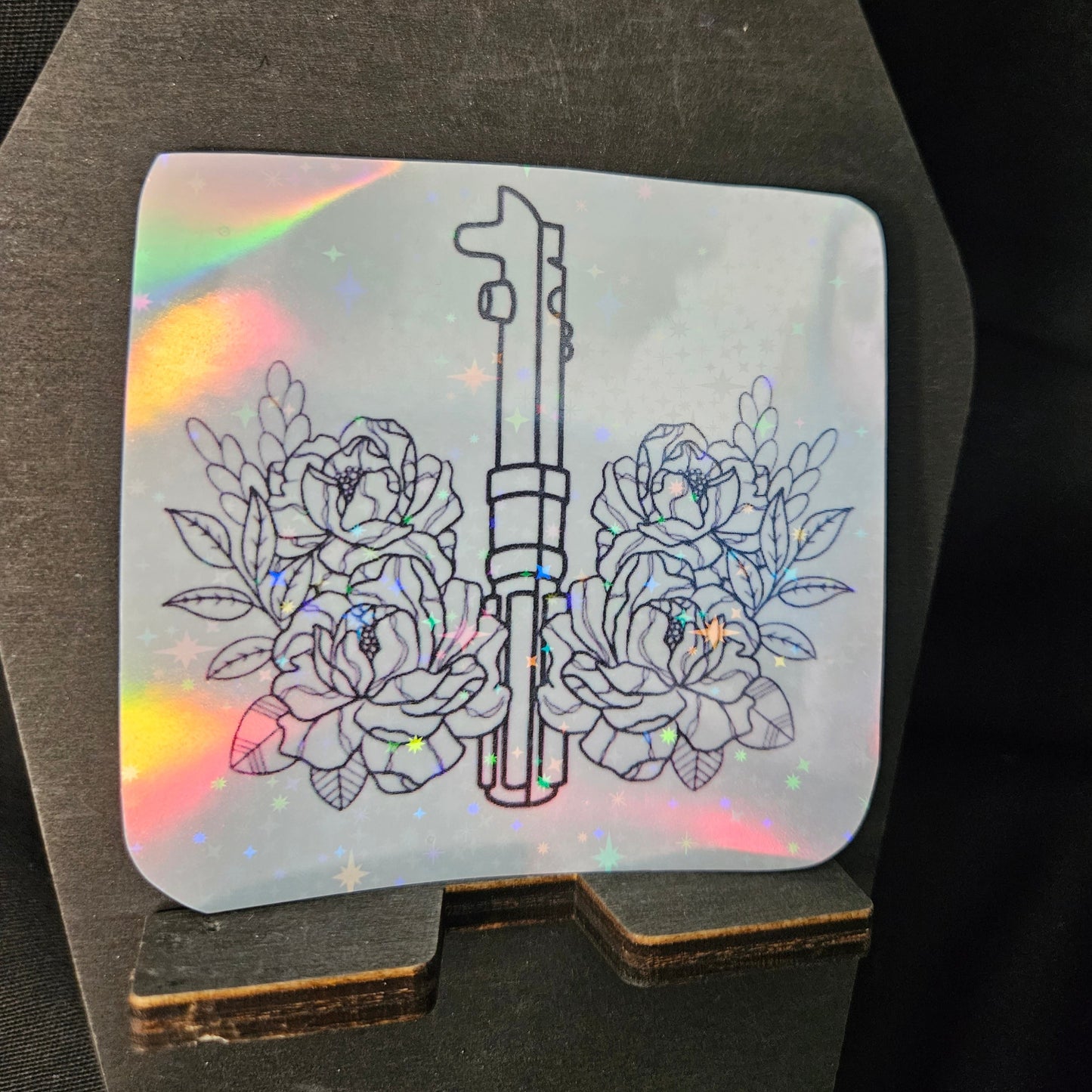 Lightsaber with Flowers, Holographic Sticker