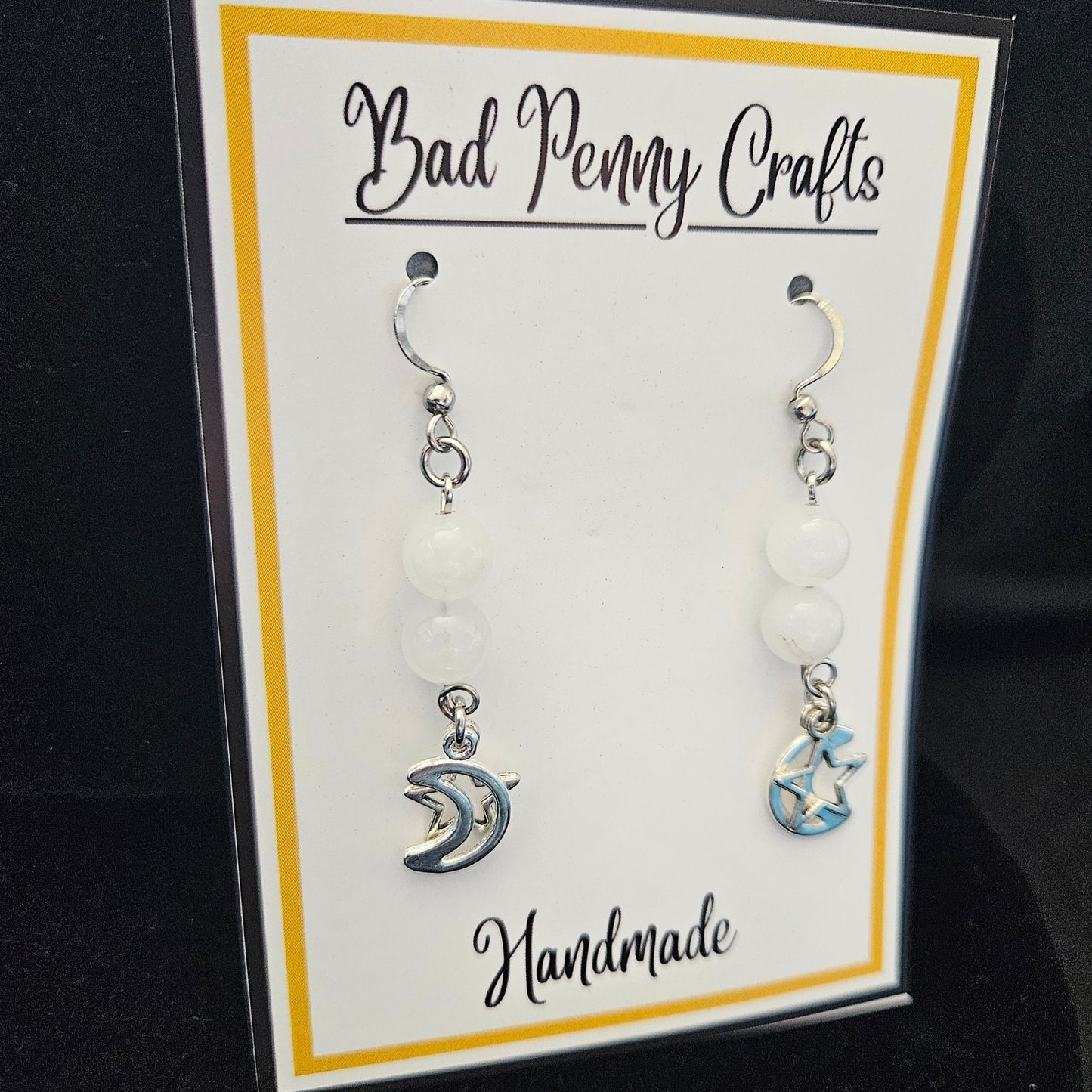 Multi charm moon and star earrings - Handmade