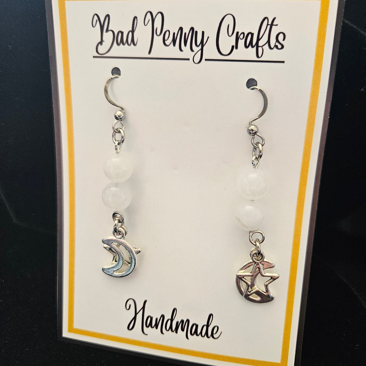 Multi charm moon and star earrings - Handmade