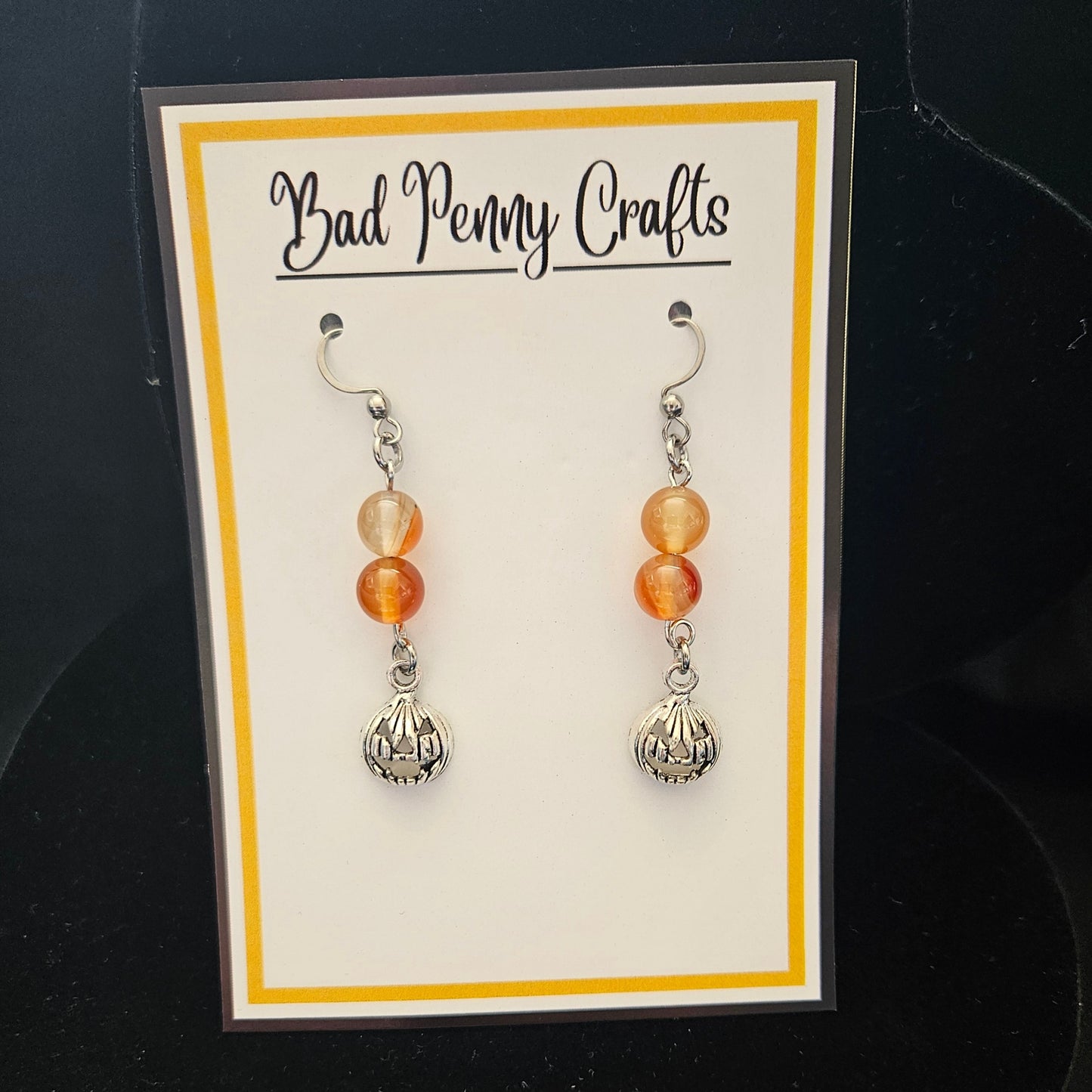 Jack O Lantern pumpkin earrings - Handmade