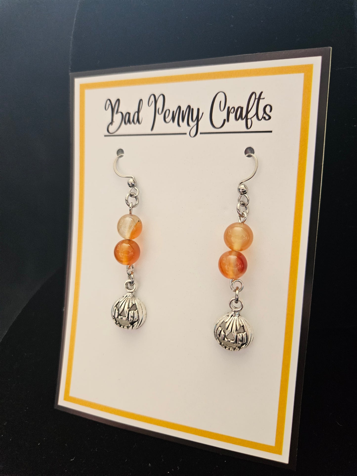 Jack O Lantern pumpkin earrings - Handmade