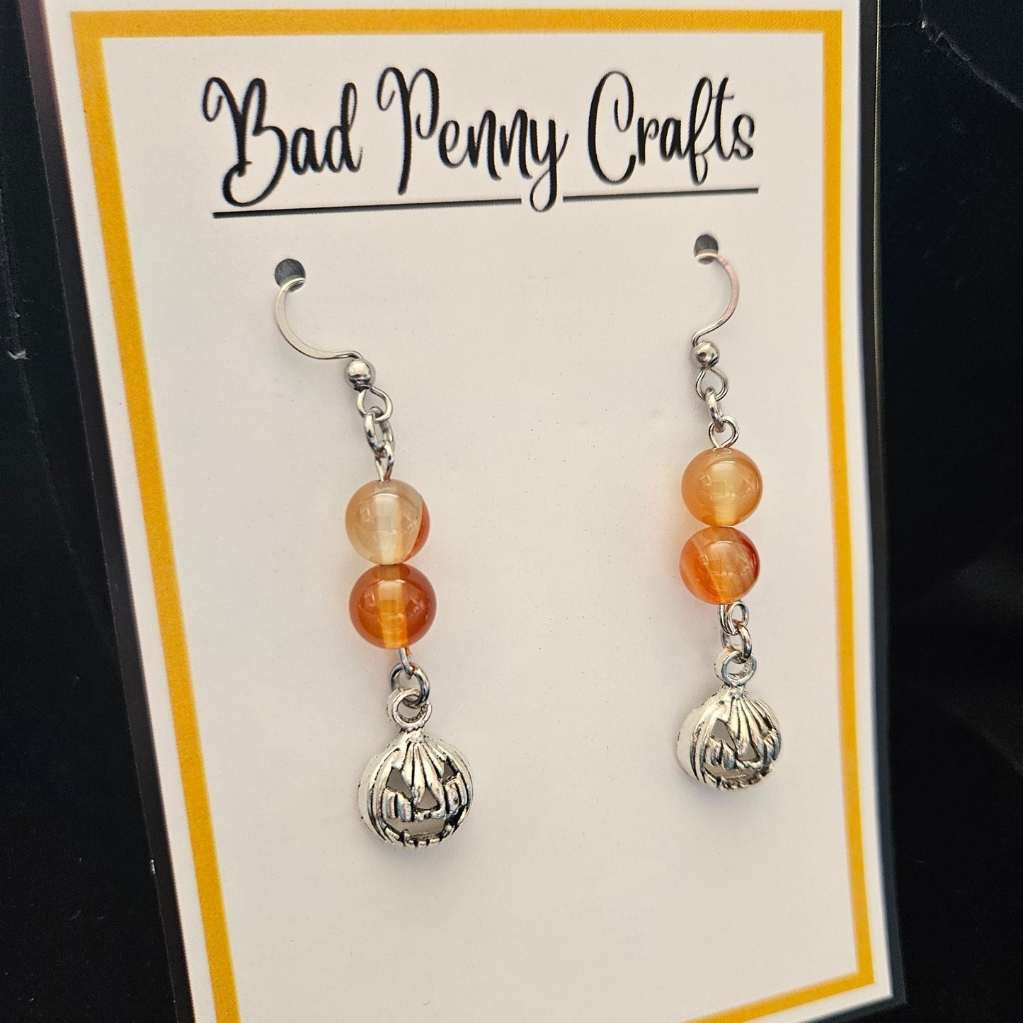 Jack O Lantern pumpkin earrings - Handmade