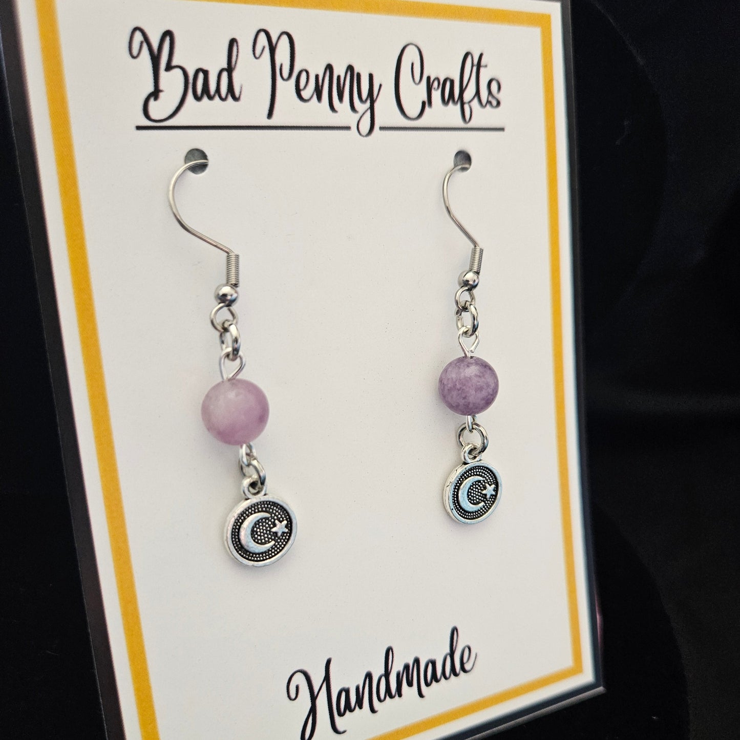 Moon and star coin style earrings - Handmade