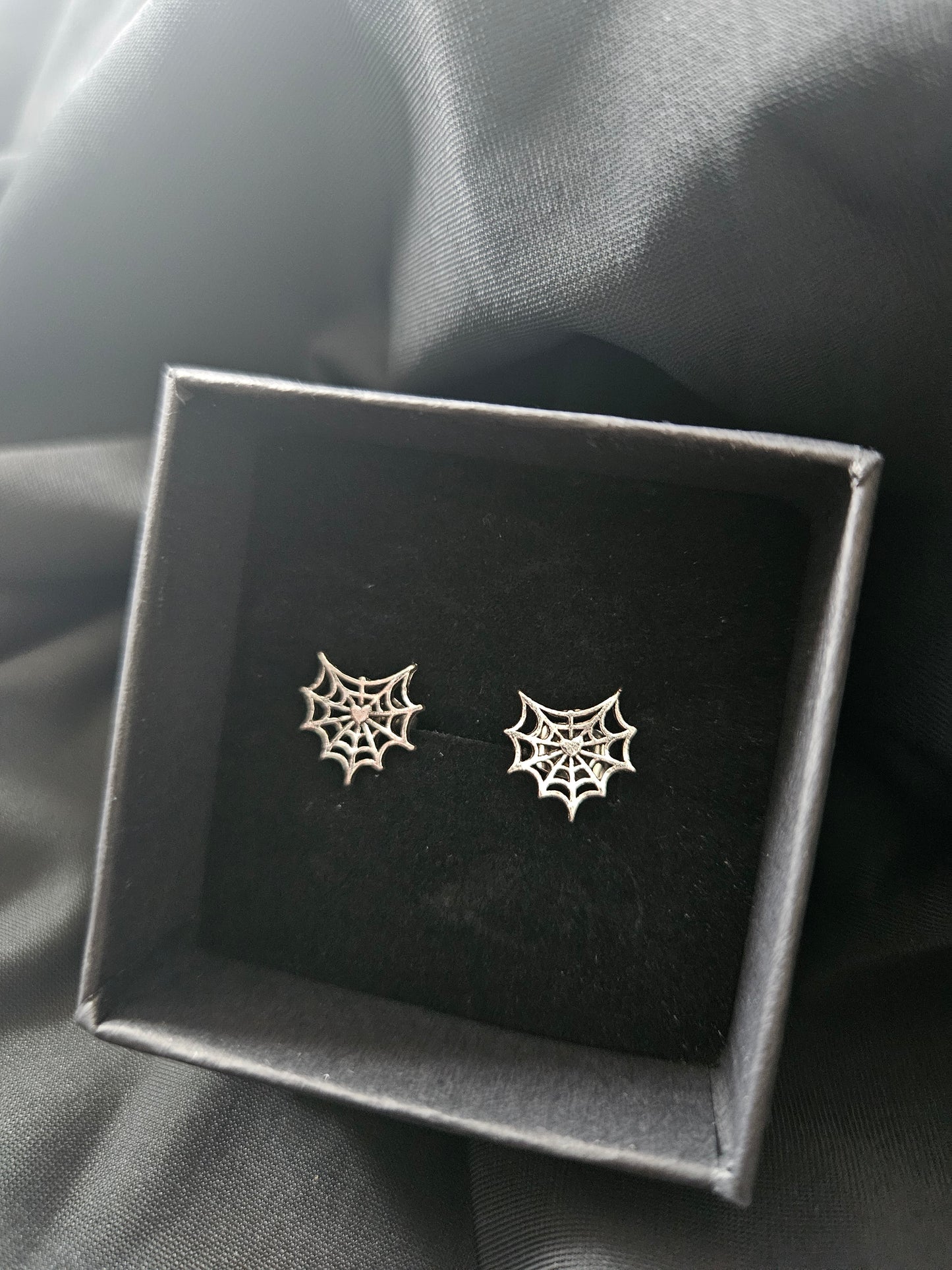 Heart Shaped Web Stud Earrings