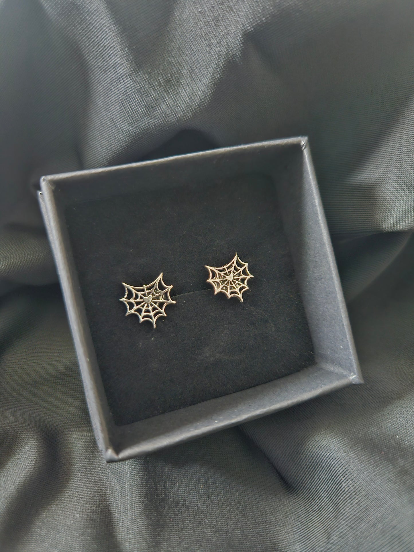 Heart Shaped Web Stud Earrings