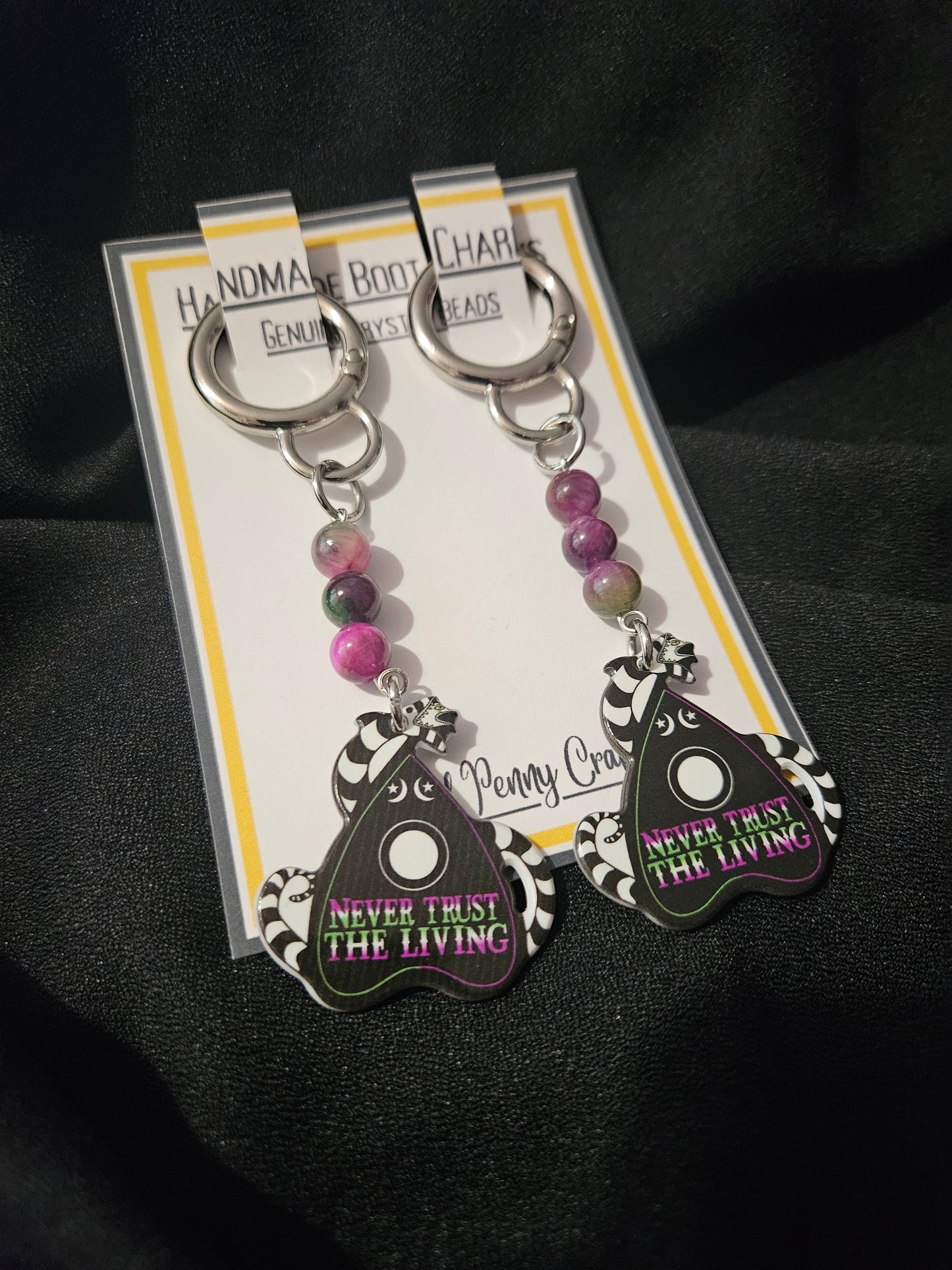 Planchette, Never Trust the Living boot charms - Handmade