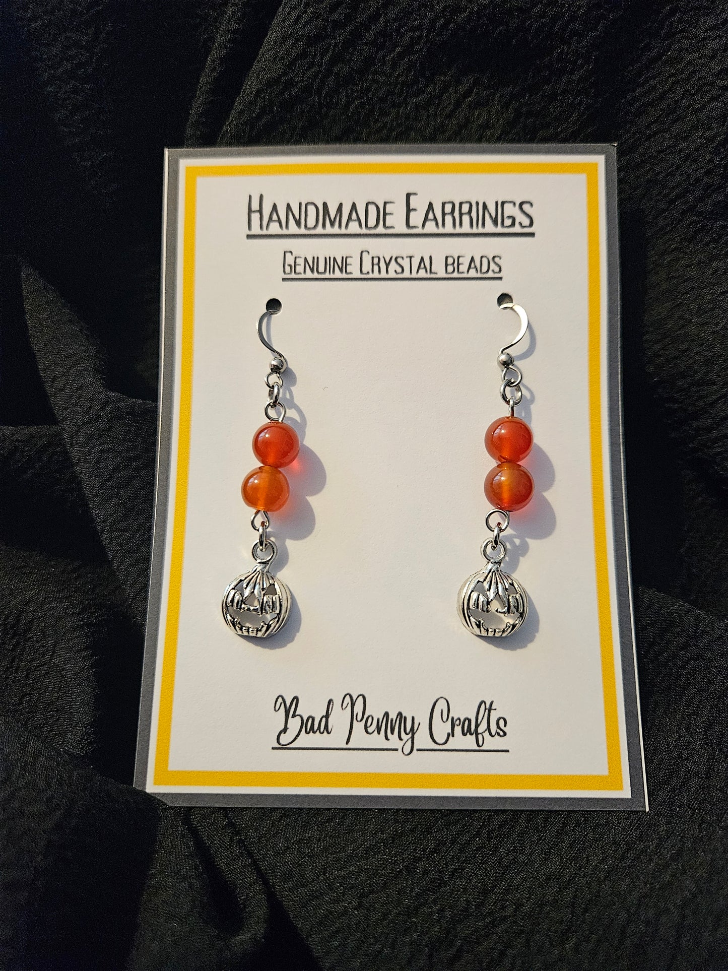 Jack O'Lantern Earrings - Handmade