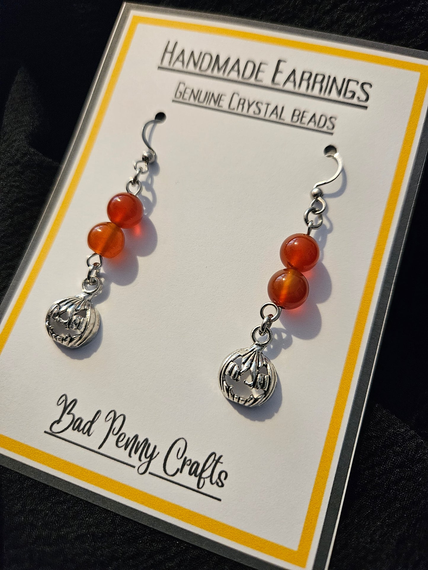 Jack O'Lantern Earrings - Handmade