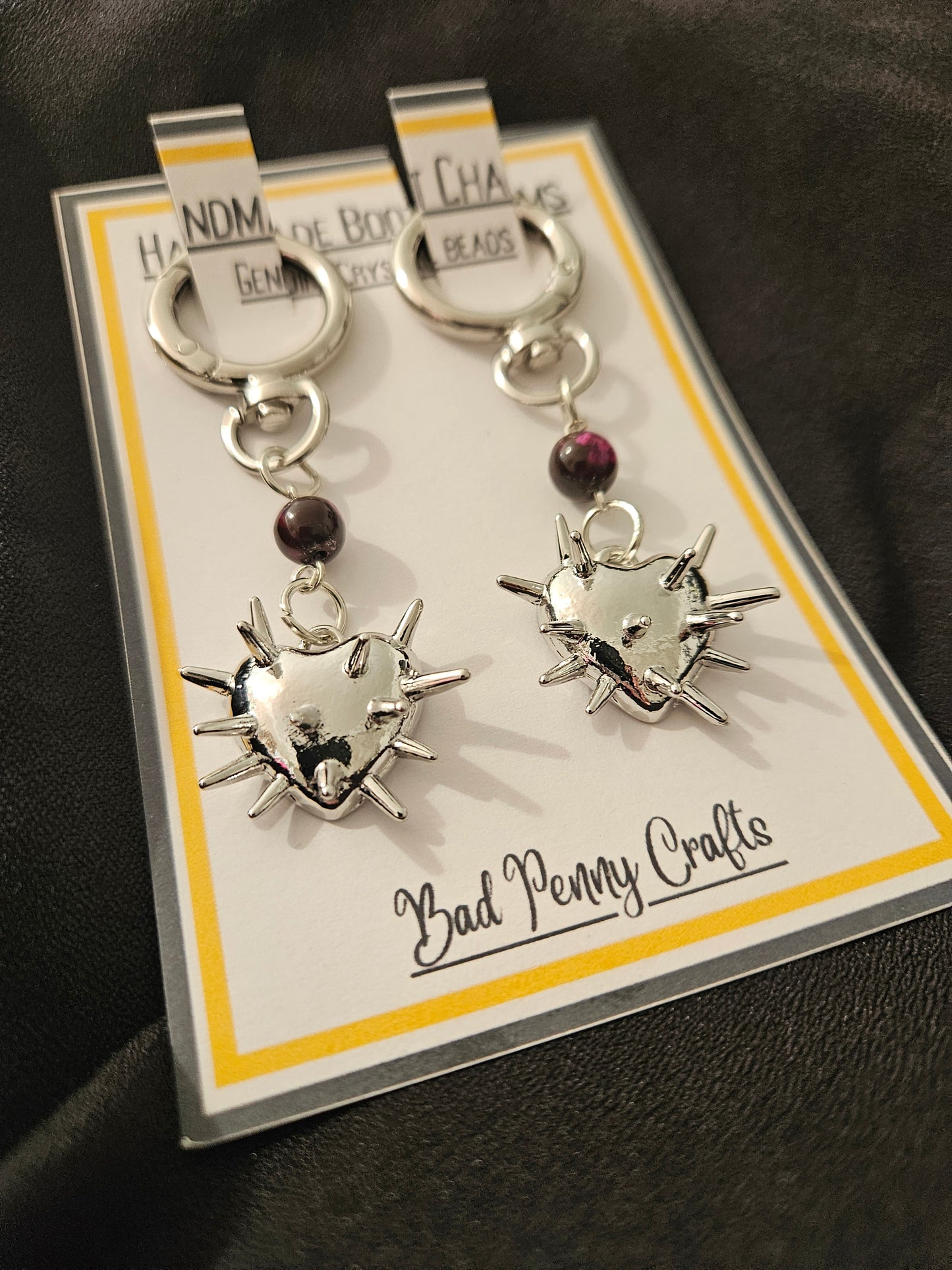 Spiked Heart heart boot charms - Handmade