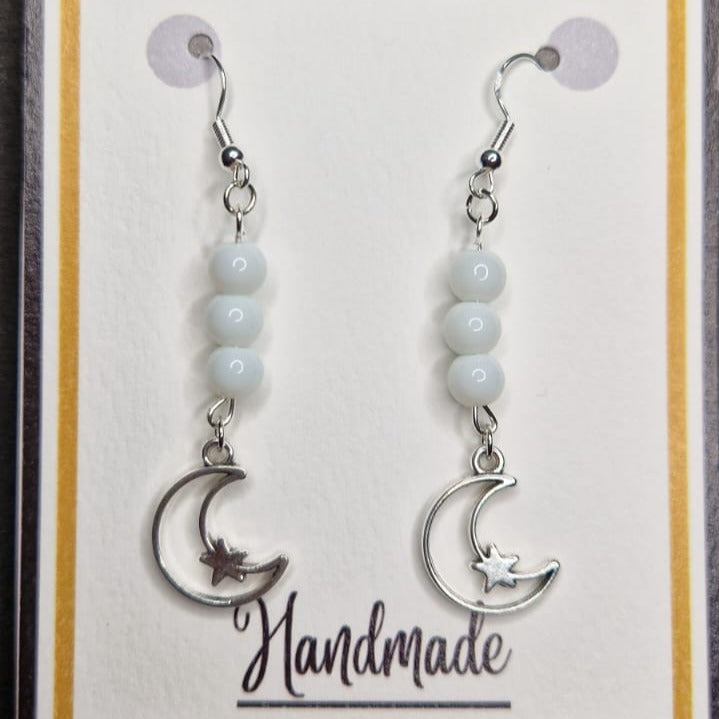 Moon and star earrings, style two - Handmade