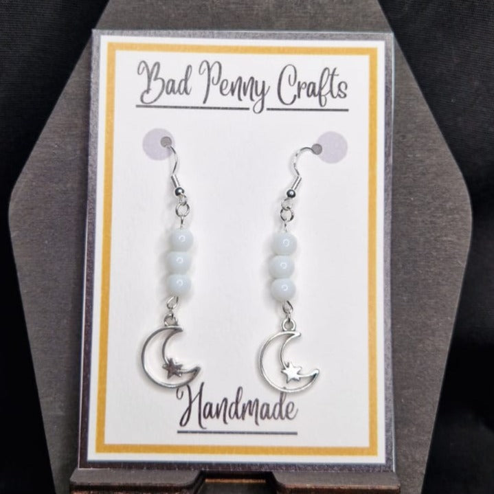 Moon and star earrings, style two - Handmade