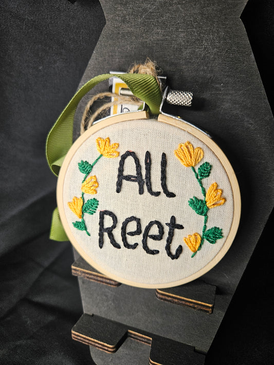 Hand Embroidered Yorkshire Quote - All Reet