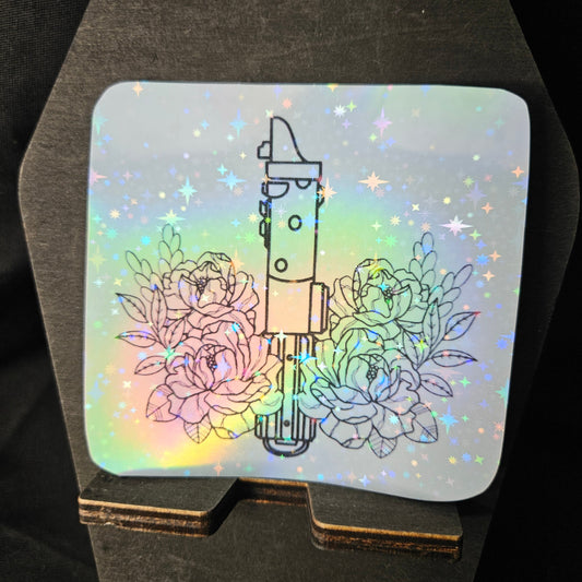 Lightsaber with Flowers, Holographic Sticker