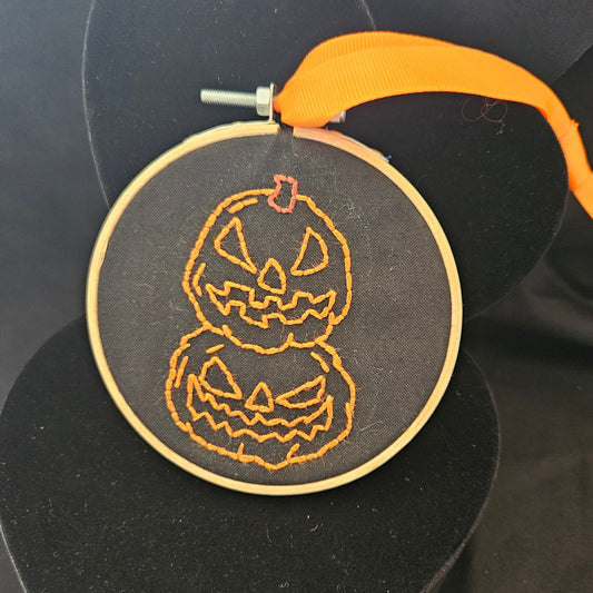Hand Embroidered Pumpkin Stack