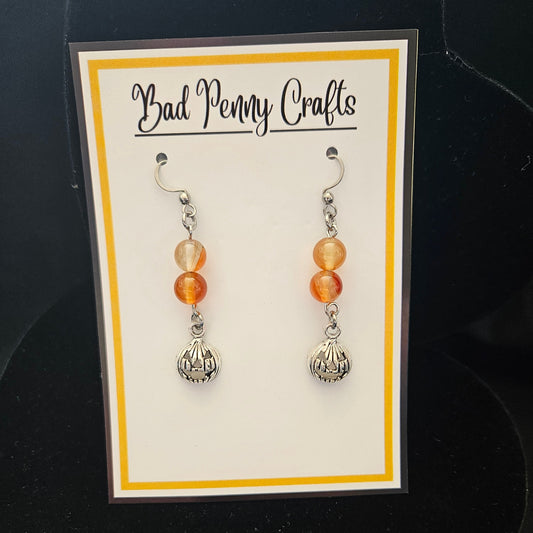 Jack O Lantern pumpkin earrings - Handmade