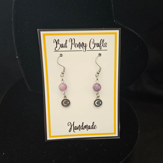 Moon and star coin style earrings - Handmade