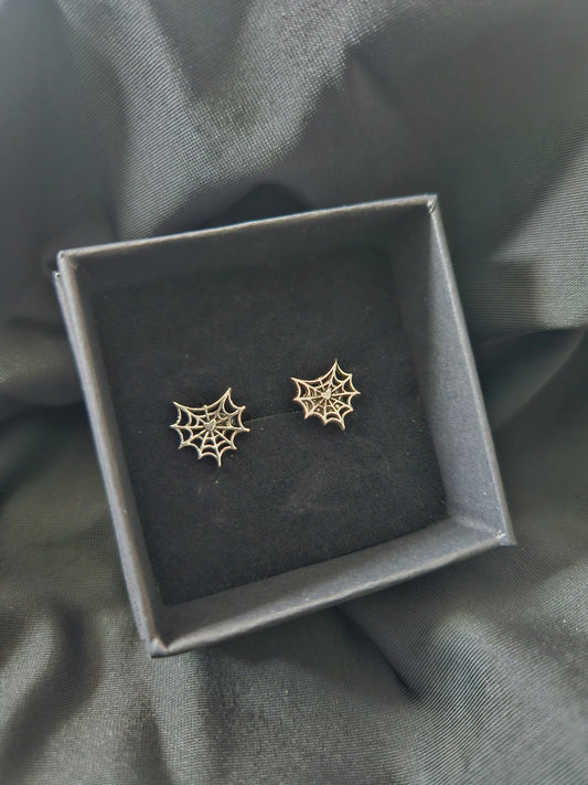 Heart Shaped Web Stud Earrings
