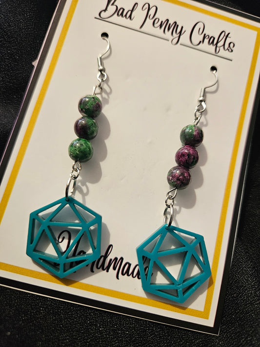 Handmade D20 Charm Earrings