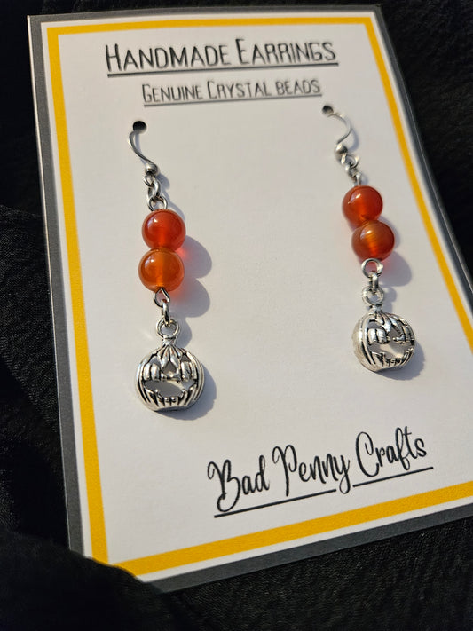 Jack O'Lantern Earrings - Handmade