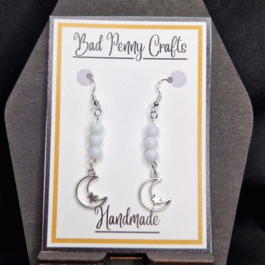 Moon and star earrings, style two - Handmade